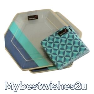 Papyrus abstract dinner plates 8 x 2 packages + 20 beverage napkins x 2 packages